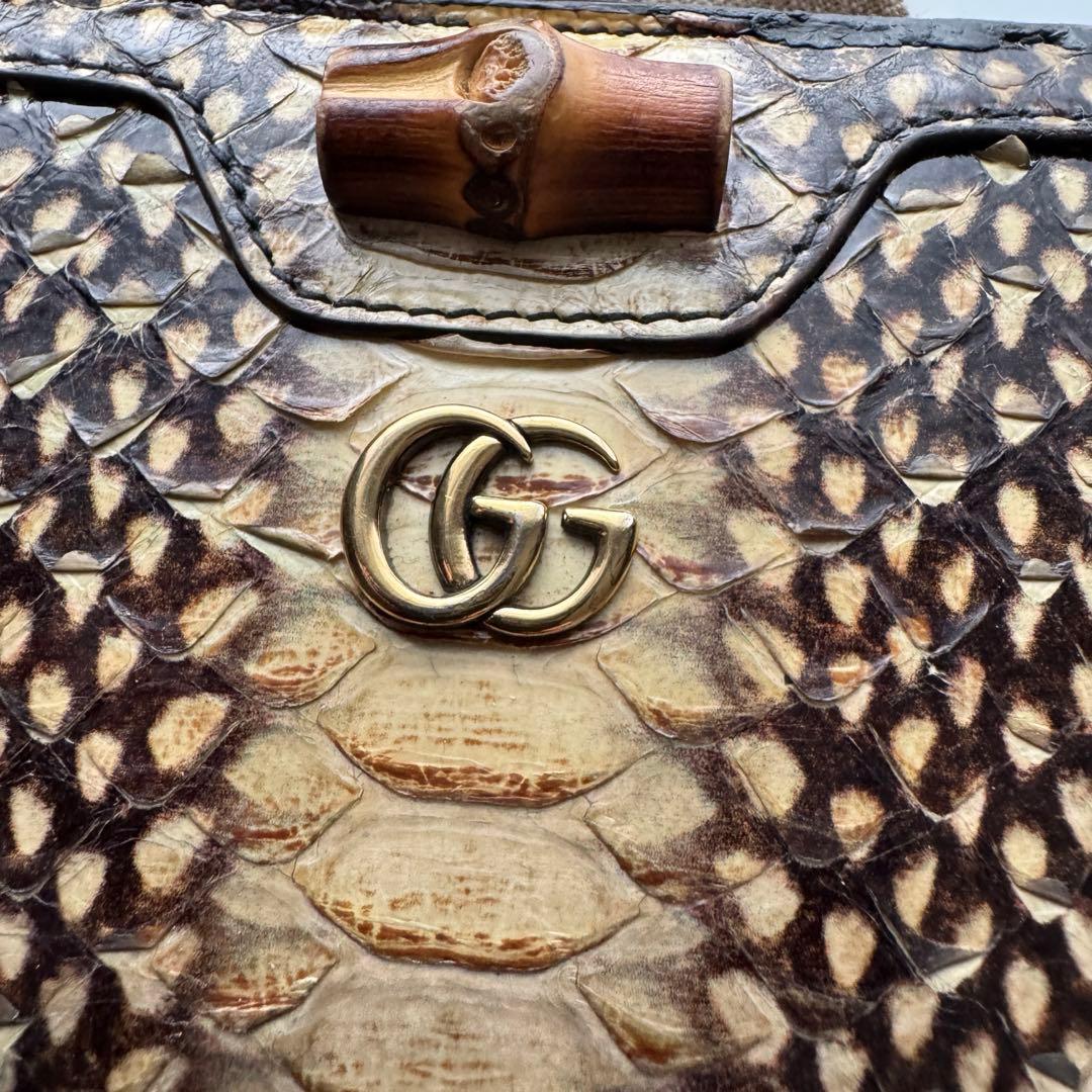 【希少美品】 GUCCI グッチ 長財布 バンブー コンチネンタル パイソン