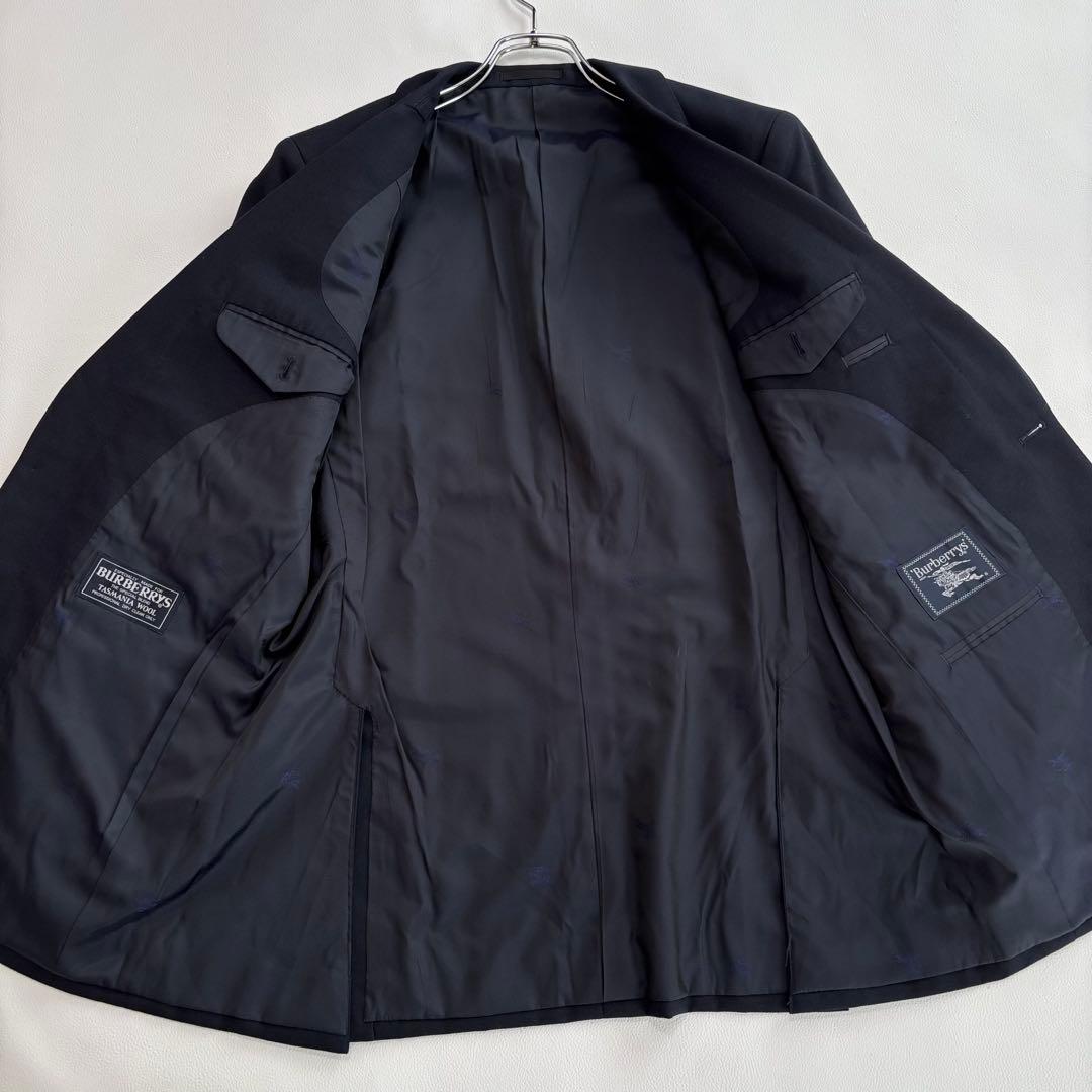 バーバリー[銀ボタンXLサイズ]テーラードジャケット 紺ブレ 裏地ホースロゴ