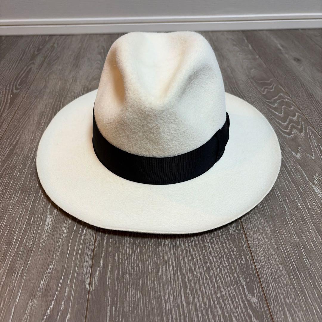 WACKO MARIA ホワイトフェルトハット ブラックリボン