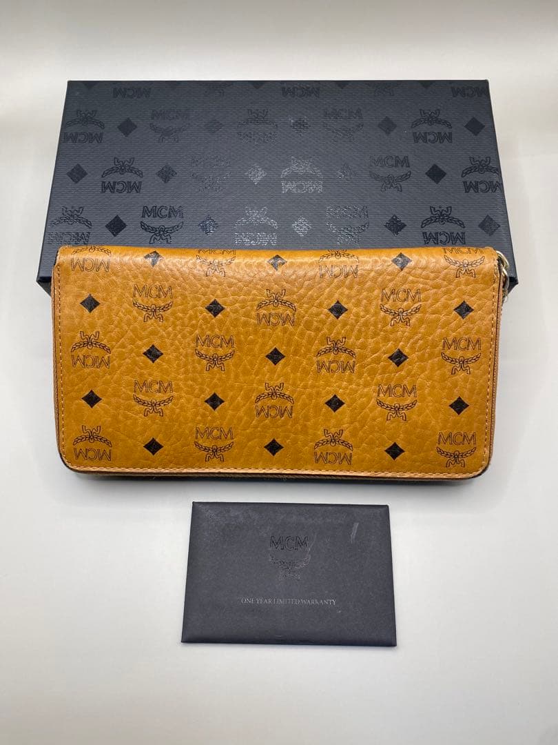 MCM ロゴプリント 長財布 ブラウン