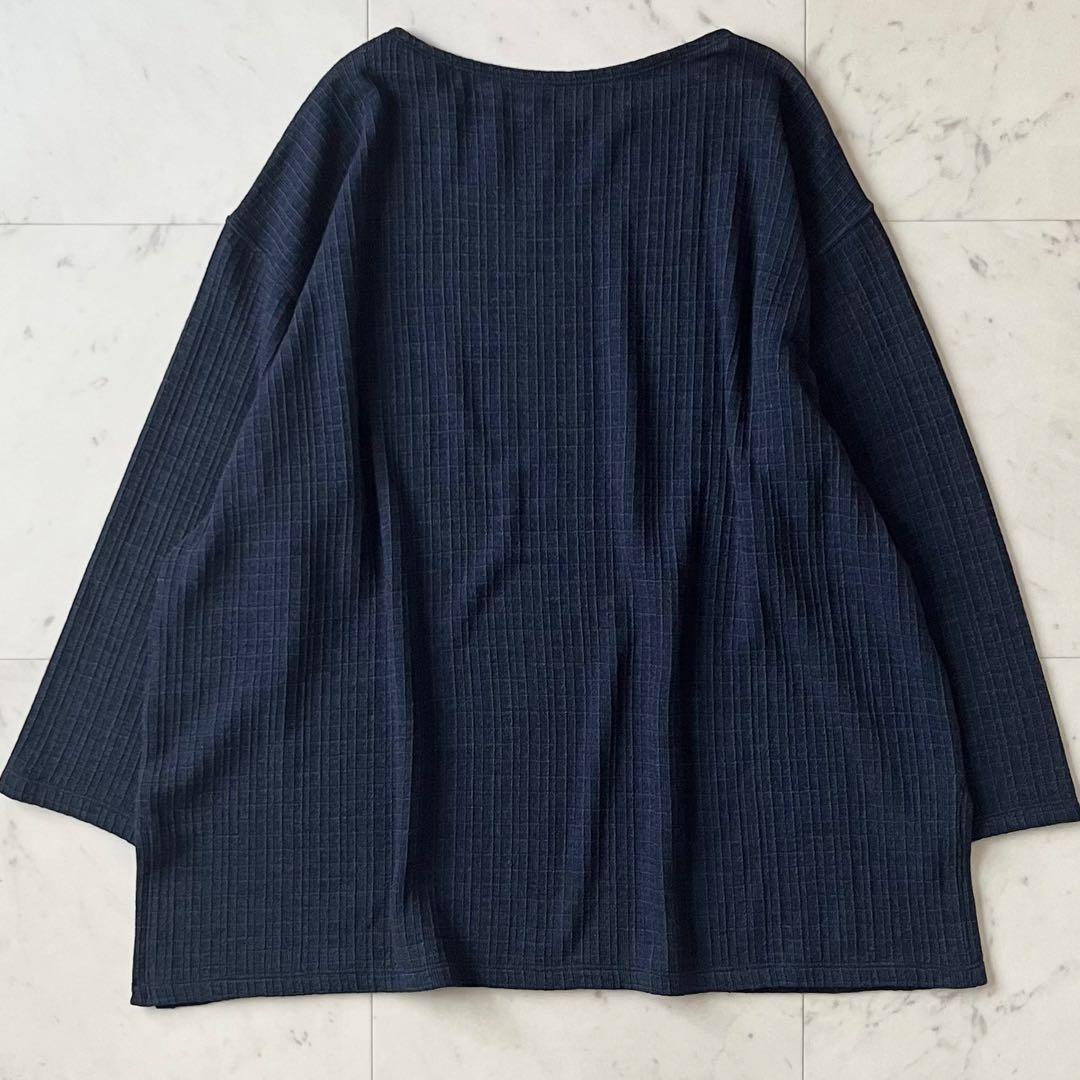 美品＊ヨーガンレール ウールクルーネックカットソーM ネイビー紺 長袖 ゆったり