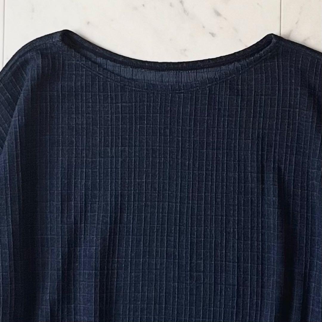 美品＊ヨーガンレール ウールクルーネックカットソーM ネイビー紺 長袖 ゆったり