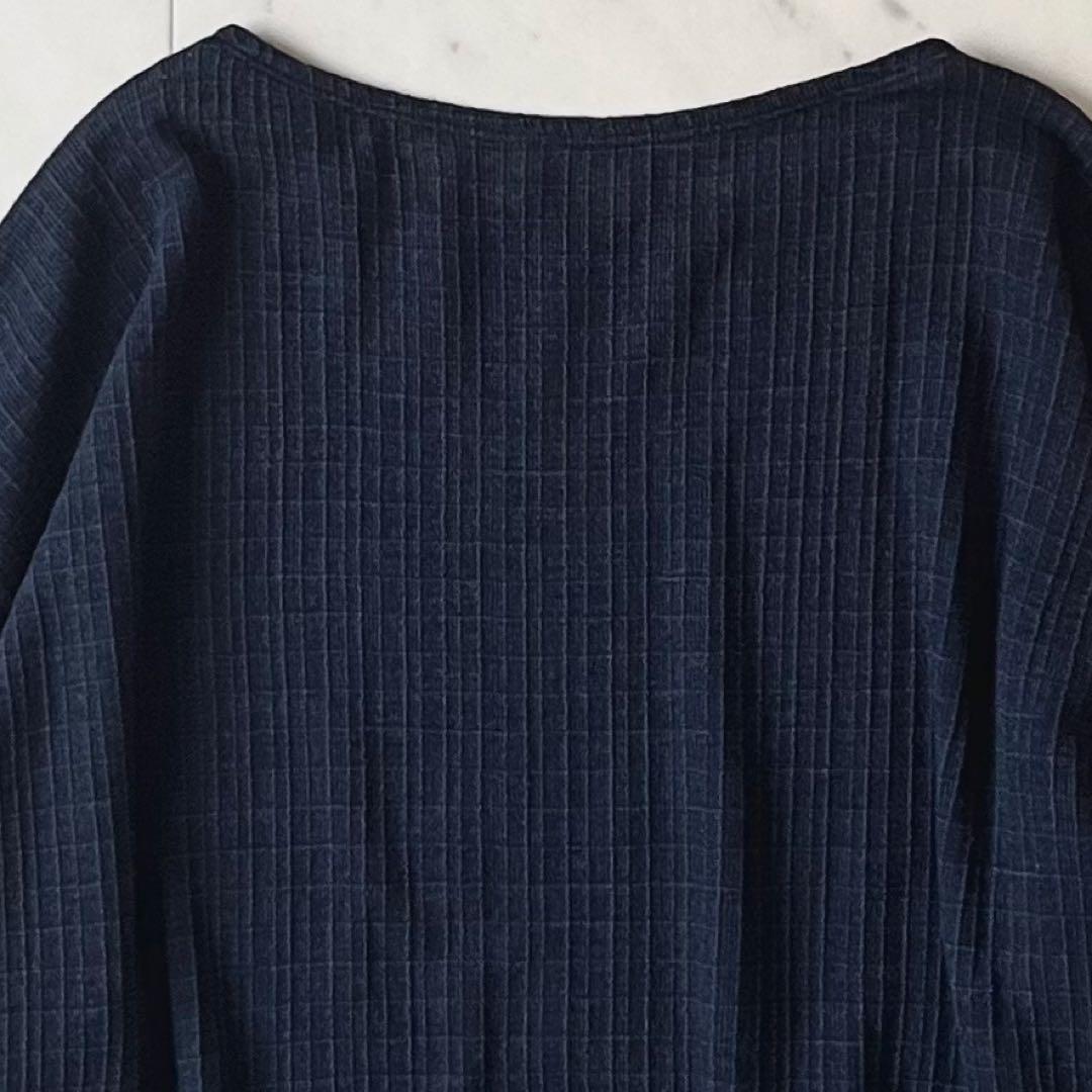 美品＊ヨーガンレール ウールクルーネックカットソーM ネイビー紺 長袖 ゆったり