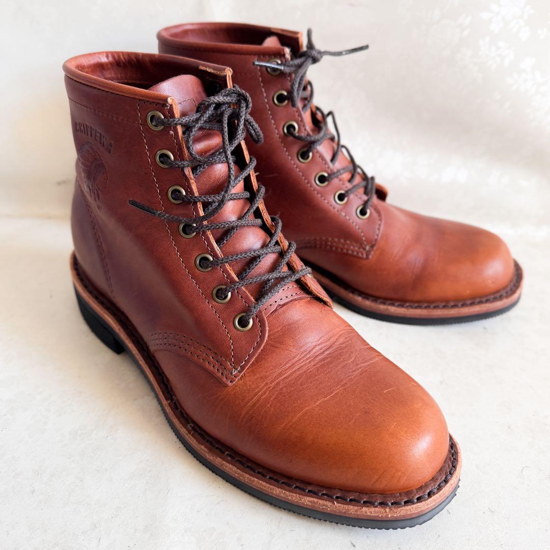 Chippewa チペワ 刺繍 黒タグ ワークブーツ レースアップ 7.5cm