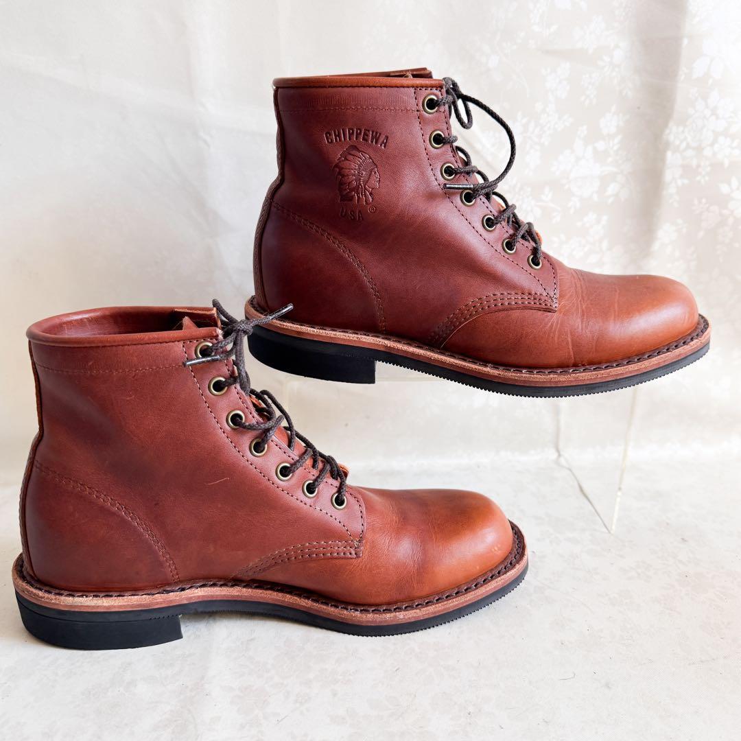 Chippewa チペワ 刺繍 黒タグ ワークブーツ レースアップ 7.5cm