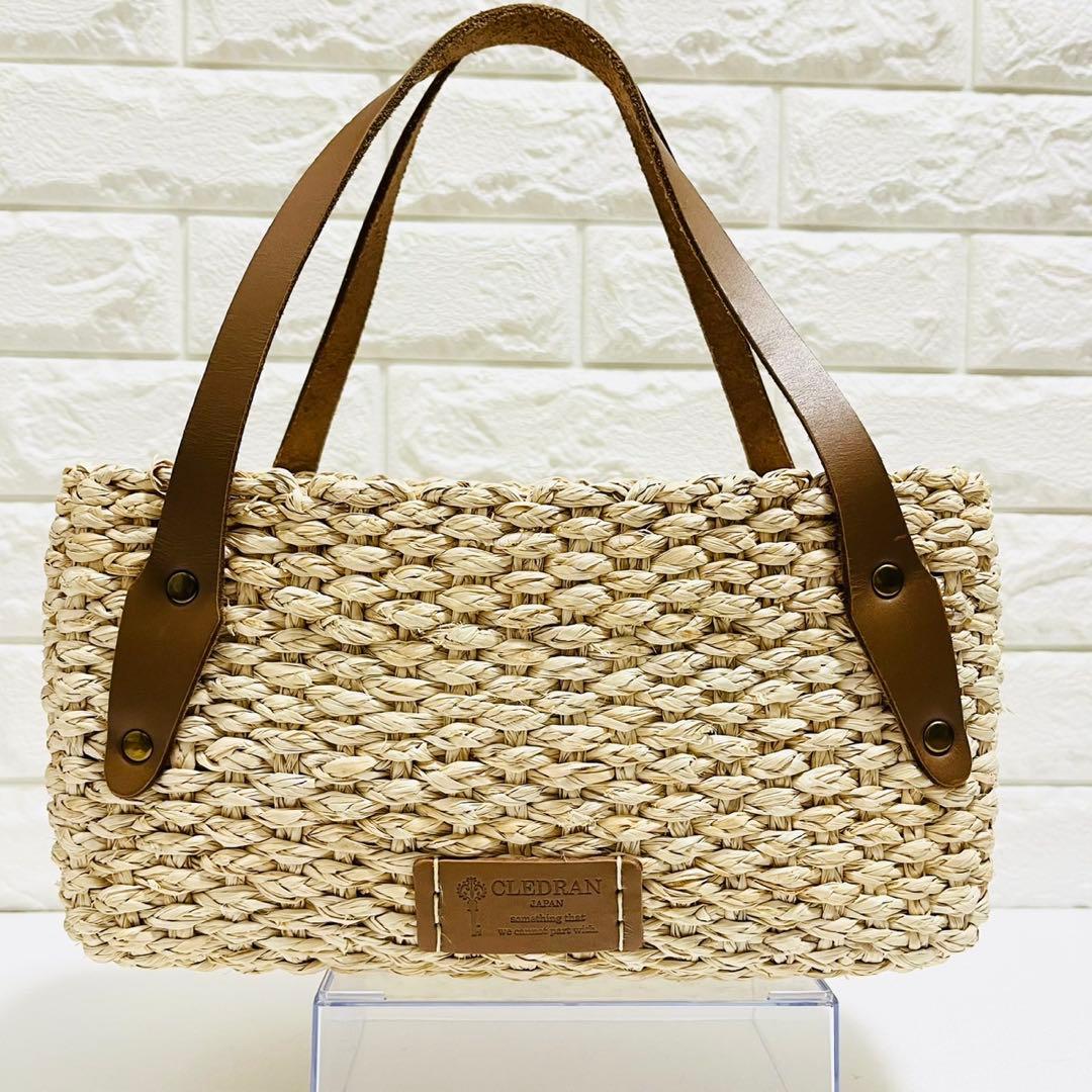 【完売品】クレドラン かごバッグ ボックス型 ファスナー 帆布 異素材ミックス