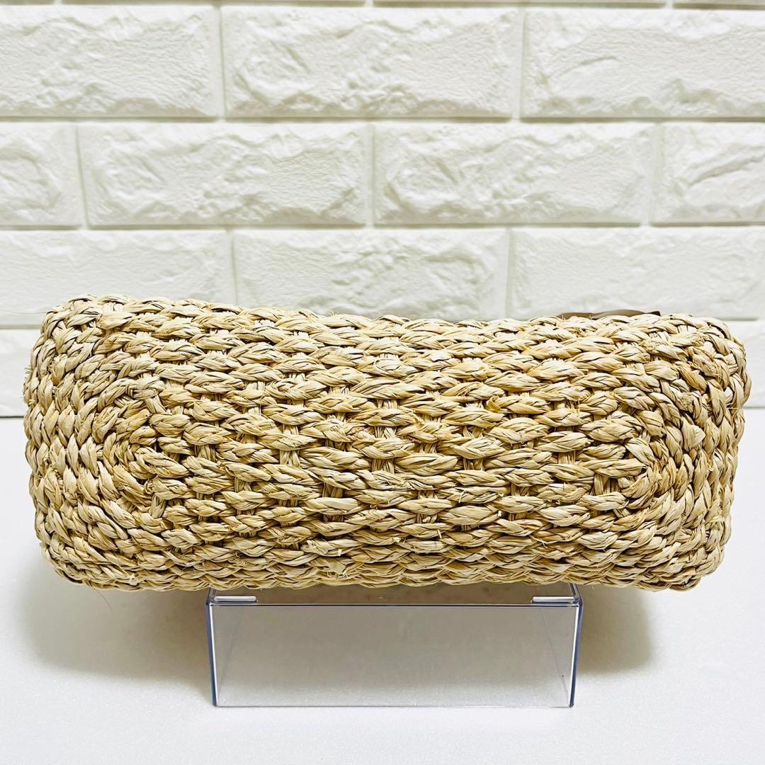 【完売品】クレドラン かごバッグ ボックス型 ファスナー 帆布 異素材ミックス