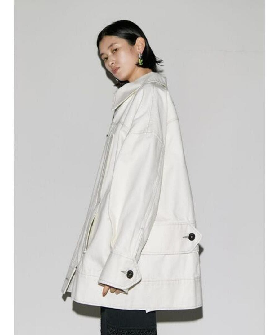 UN3D.　ビッグディテールデニムコート　ホワイト　洗える　gジャン　アウター