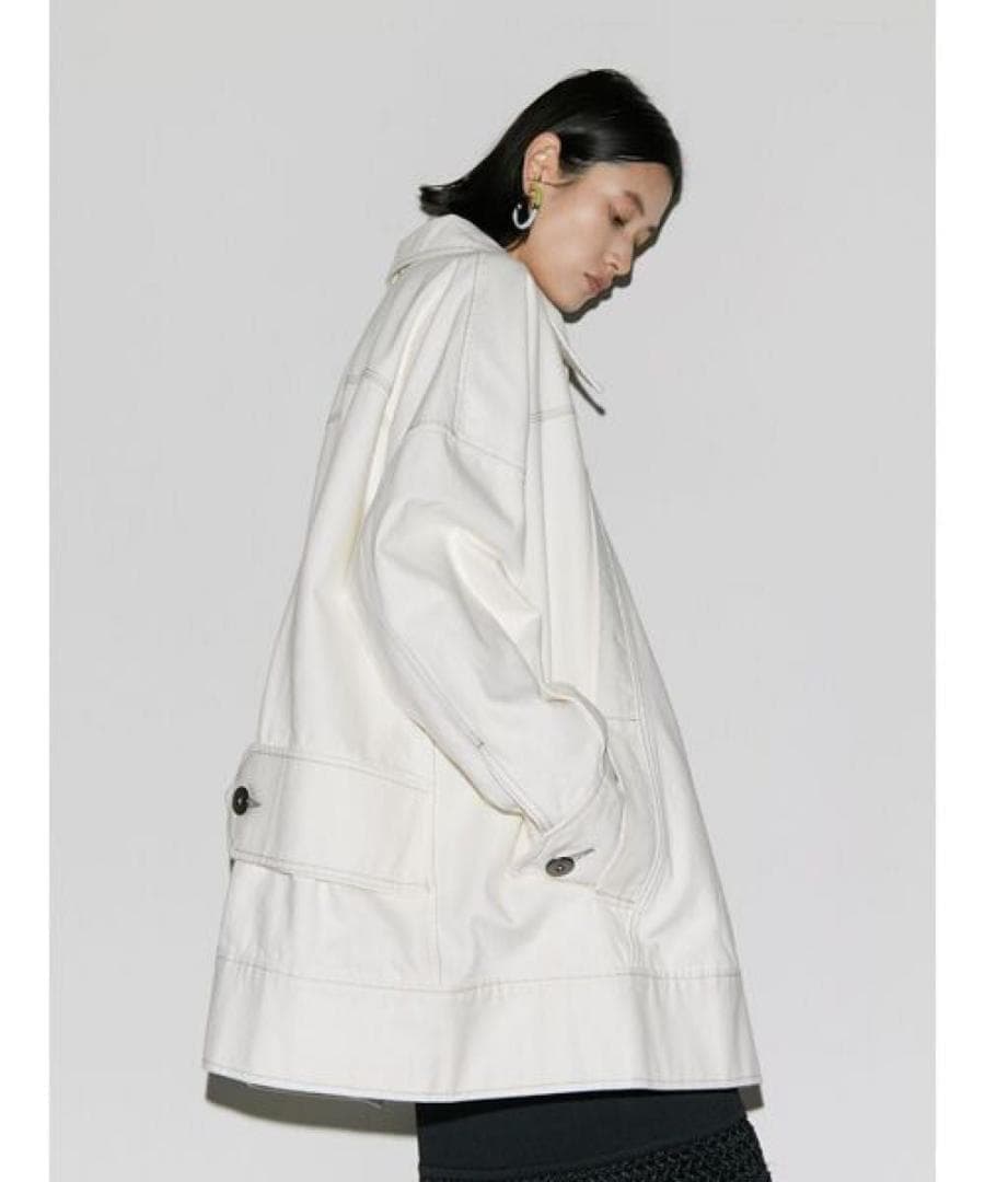 UN3D.　ビッグディテールデニムコート　ホワイト　洗える　gジャン　アウター