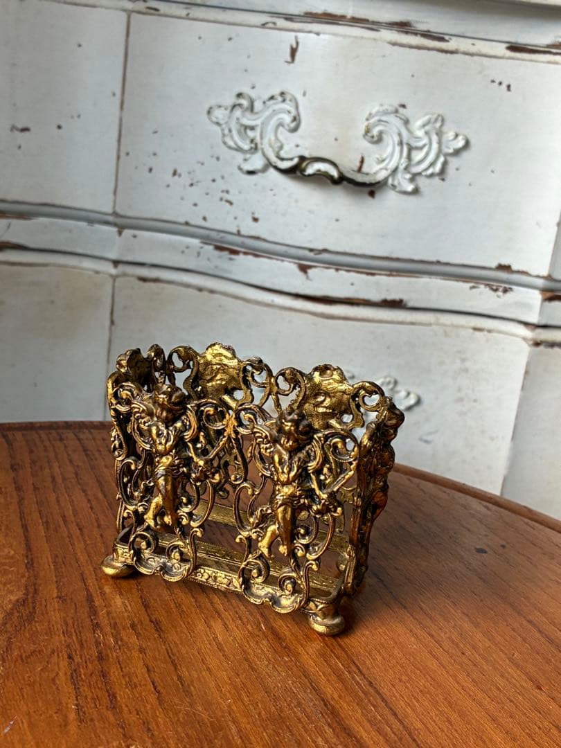 フランス　アンティーク　オルモル　香水瓶　ホルダー　真鍮　エンジェル　天使　レア