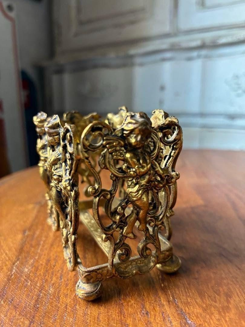 フランス　アンティーク　オルモル　香水瓶　ホルダー　真鍮　エンジェル　天使　レア