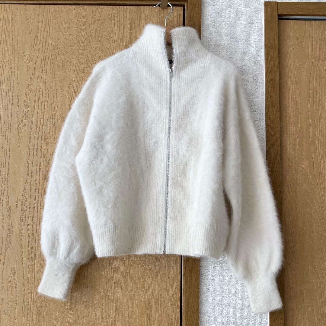 DRESSLAVE ふわふわ　フォックスカシミヤ　ジップブルゾン　白