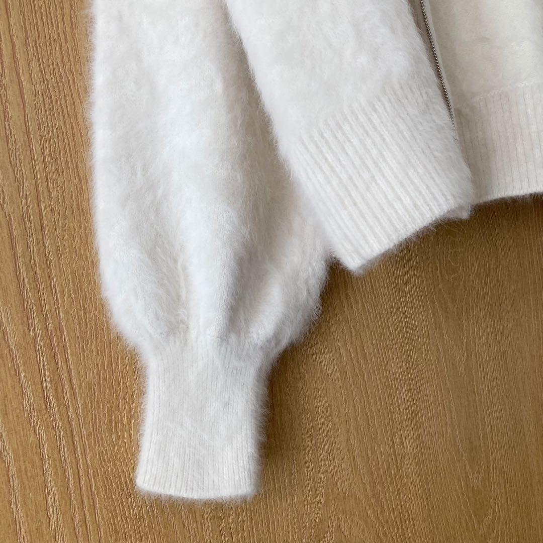 DRESSLAVE ふわふわ　フォックスカシミヤ　ジップブルゾン　白