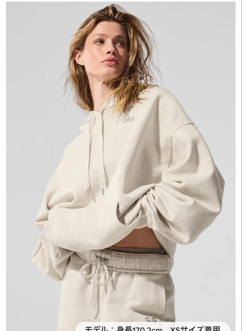 alo パーカー　Accolade フーディ XS ベージュ