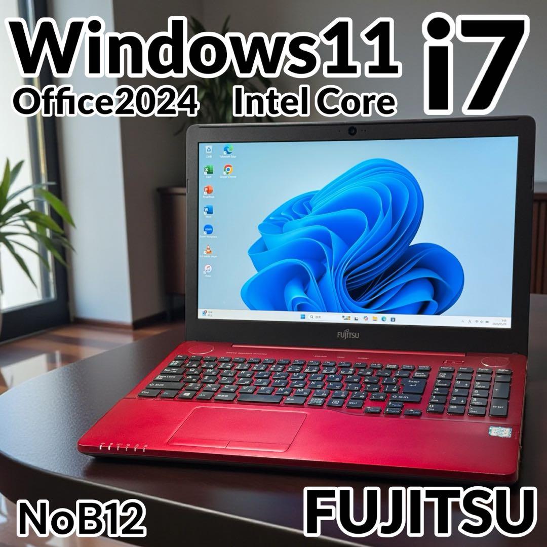 富士通ノートパソコン i7 準美品 16GB 新品SSD512 Blu-ray