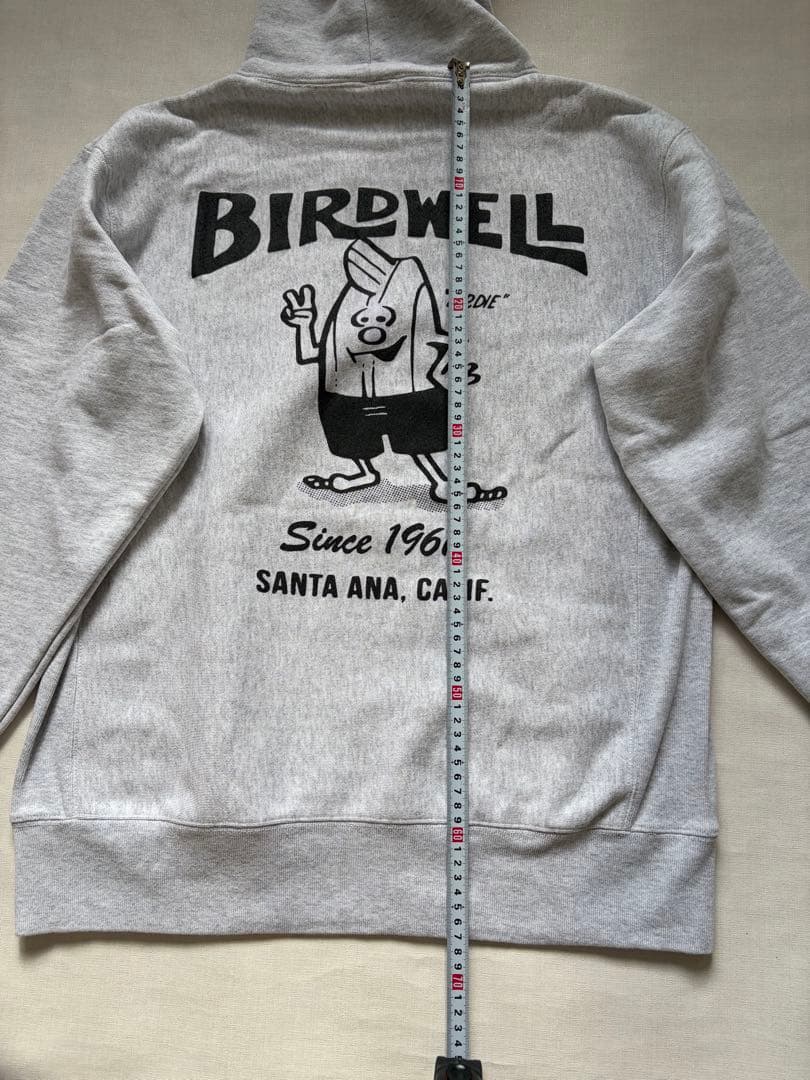 BIRDWELL ライトグレー フード付きパーカー L