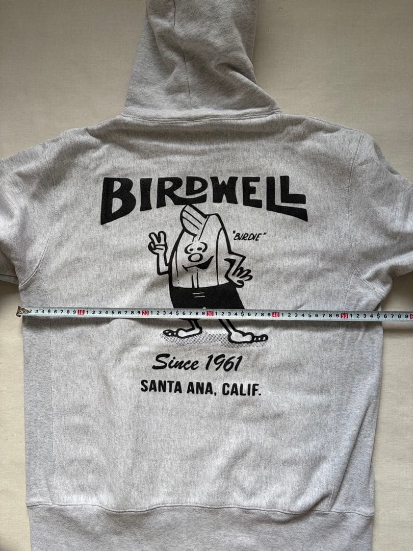 BIRDWELL ライトグレー フード付きパーカー L
