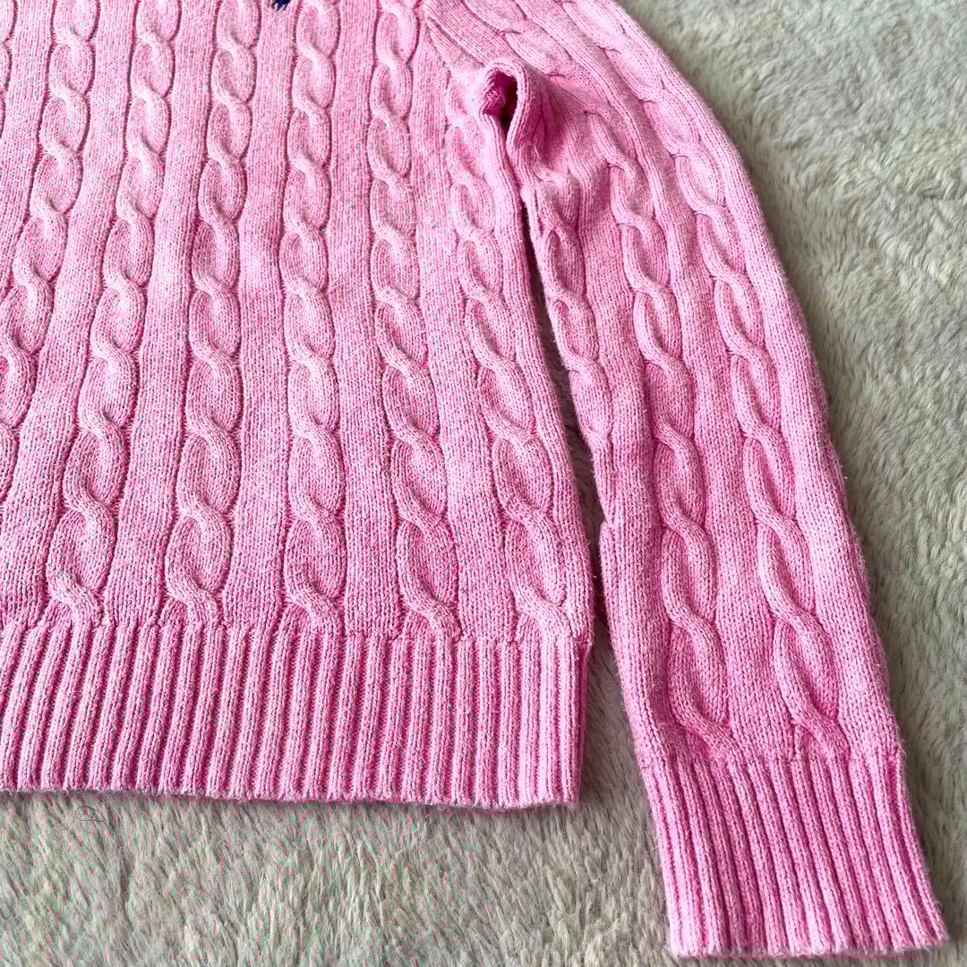 【QR付き】POLO RALPH LAURENケーブルニットセーター S ピンク
