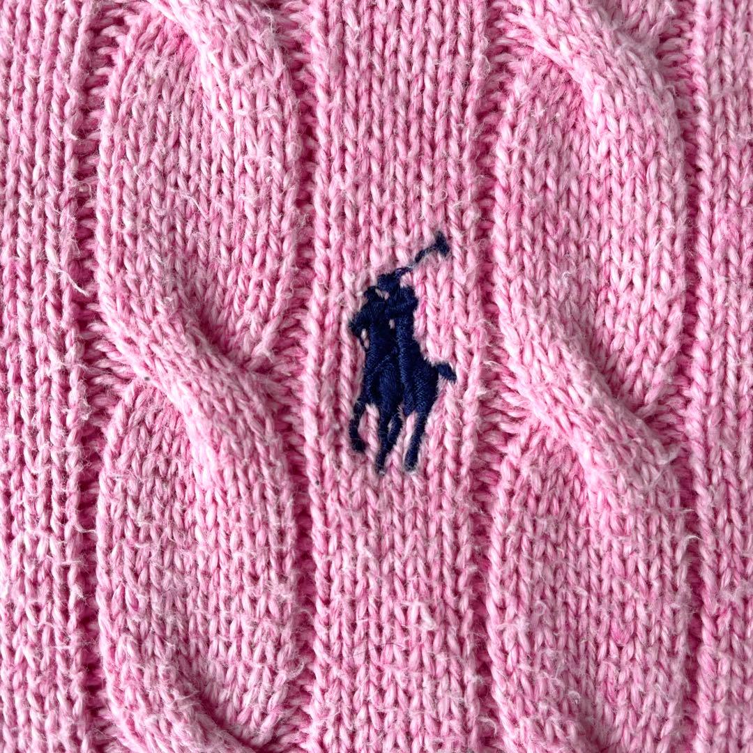【QR付き】POLO RALPH LAURENケーブルニットセーター S ピンク