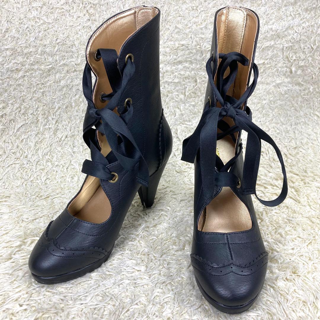 『未使用』ヴィクトリアンメイデン ショートブーツ レースアップ ブラック 23