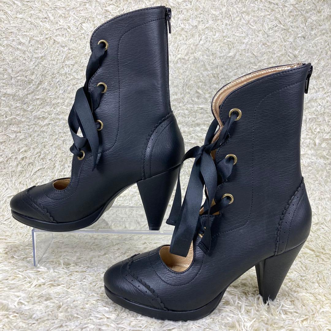 『未使用』ヴィクトリアンメイデン ショートブーツ レースアップ ブラック 23