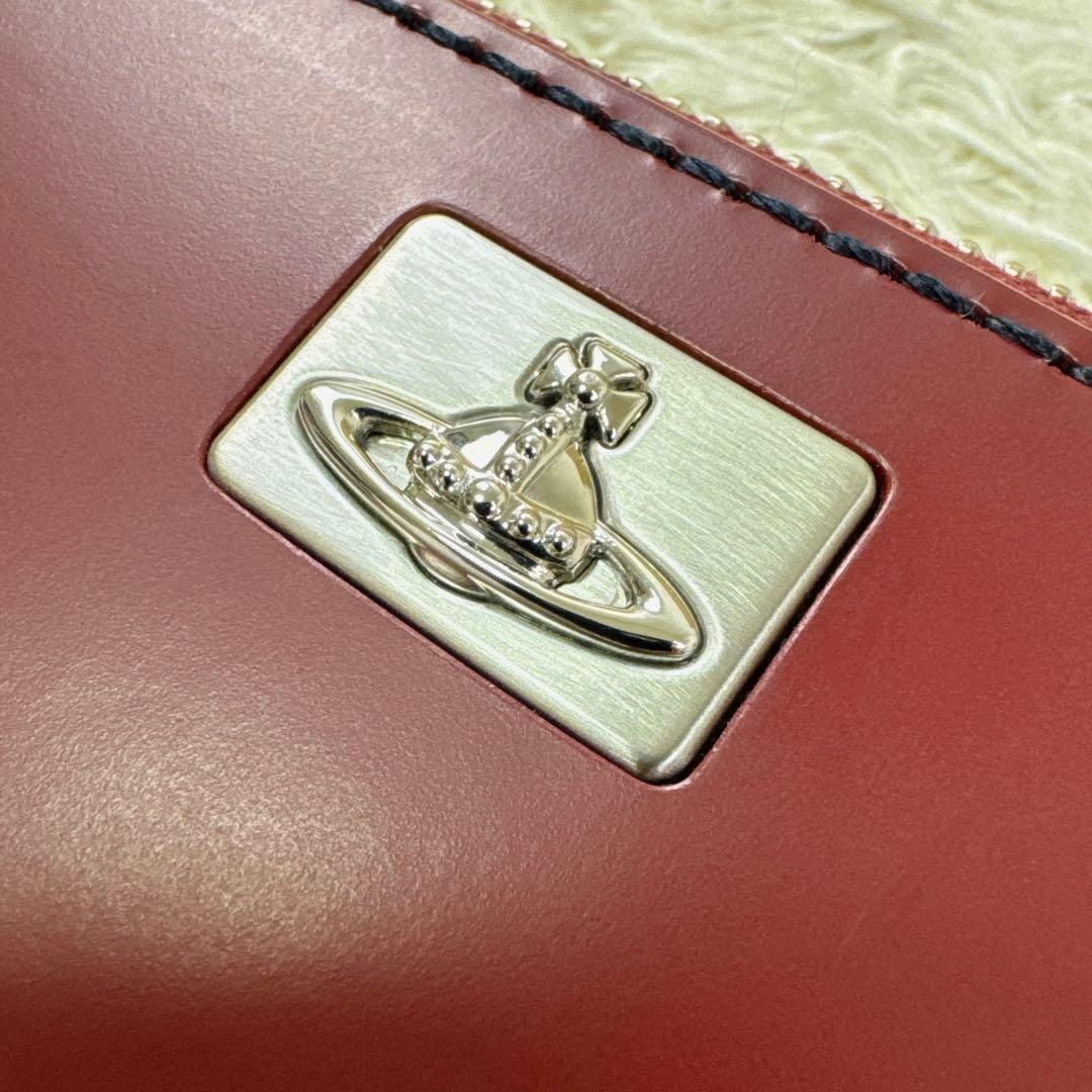 新品級✨ヴィヴィアンウエストウッド　長財布 カラーステッチ オーブ　ロゴプレート
