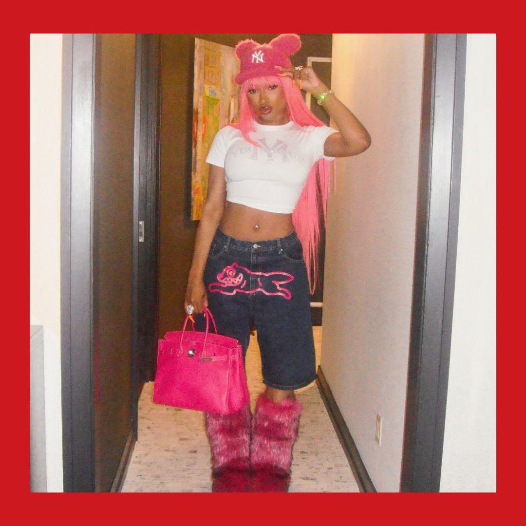 海外限定☆Icecream dog プリント デニムジーンズ ショートパンツ