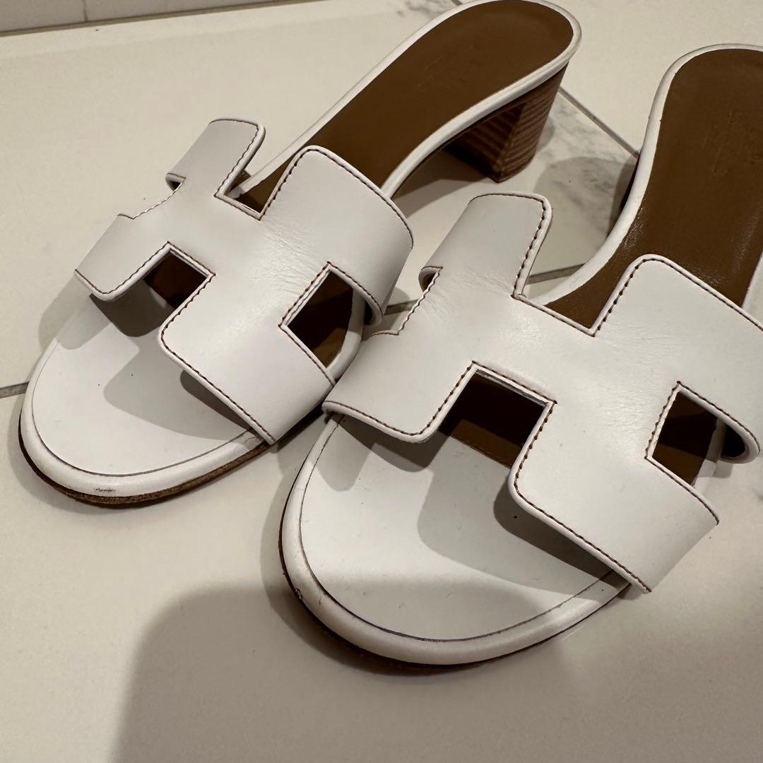 エルメス　オアジス ホワイト 37ハーフ