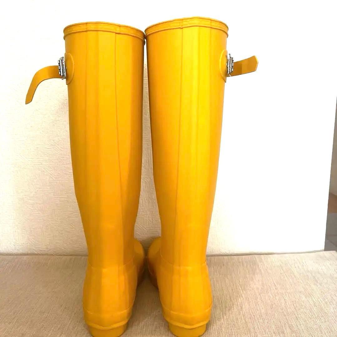 人気カラー HUNTER イエロー ロングブーツ バックル付き