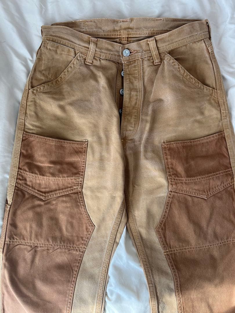 Free Wheelers ブラウン　ダブルニー　ペインターパンツ