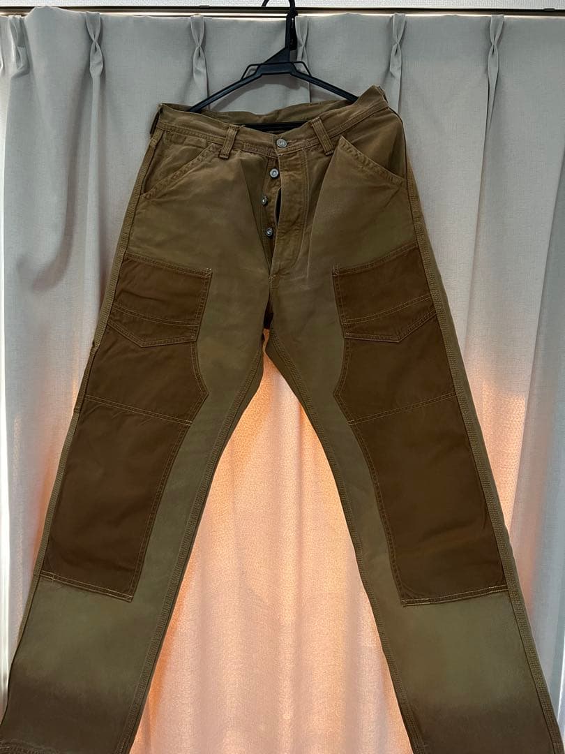 Free Wheelers ブラウン　ダブルニー　ペインターパンツ