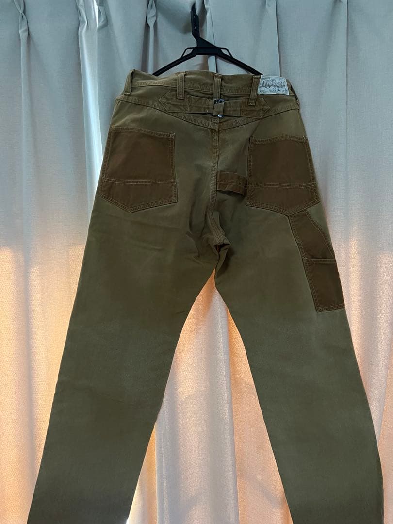 Free Wheelers ブラウン　ダブルニー　ペインターパンツ