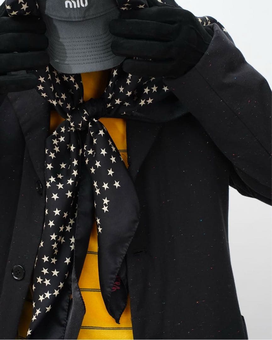 MANHOLE STAR PRINT SILK SCARF 大判スカーフ　星柄