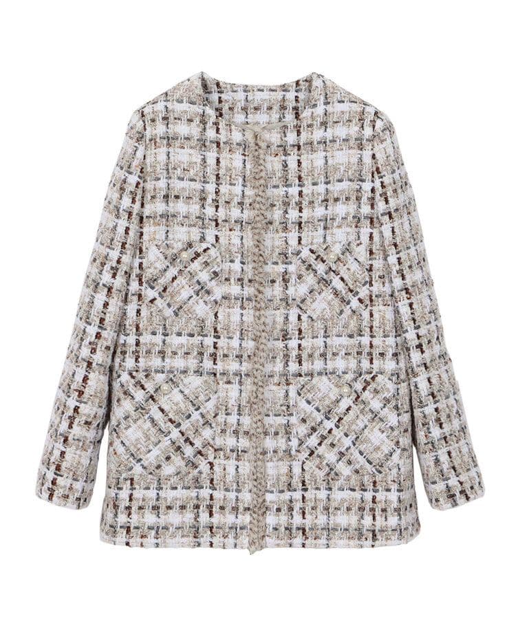 ANAYI ラメスラブツイードロング　ジャケット