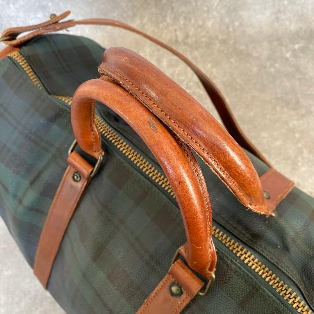 ポロラルフローレン　ボストンバッグ　PVCレザー　ショルダー　チェック柄　旅行