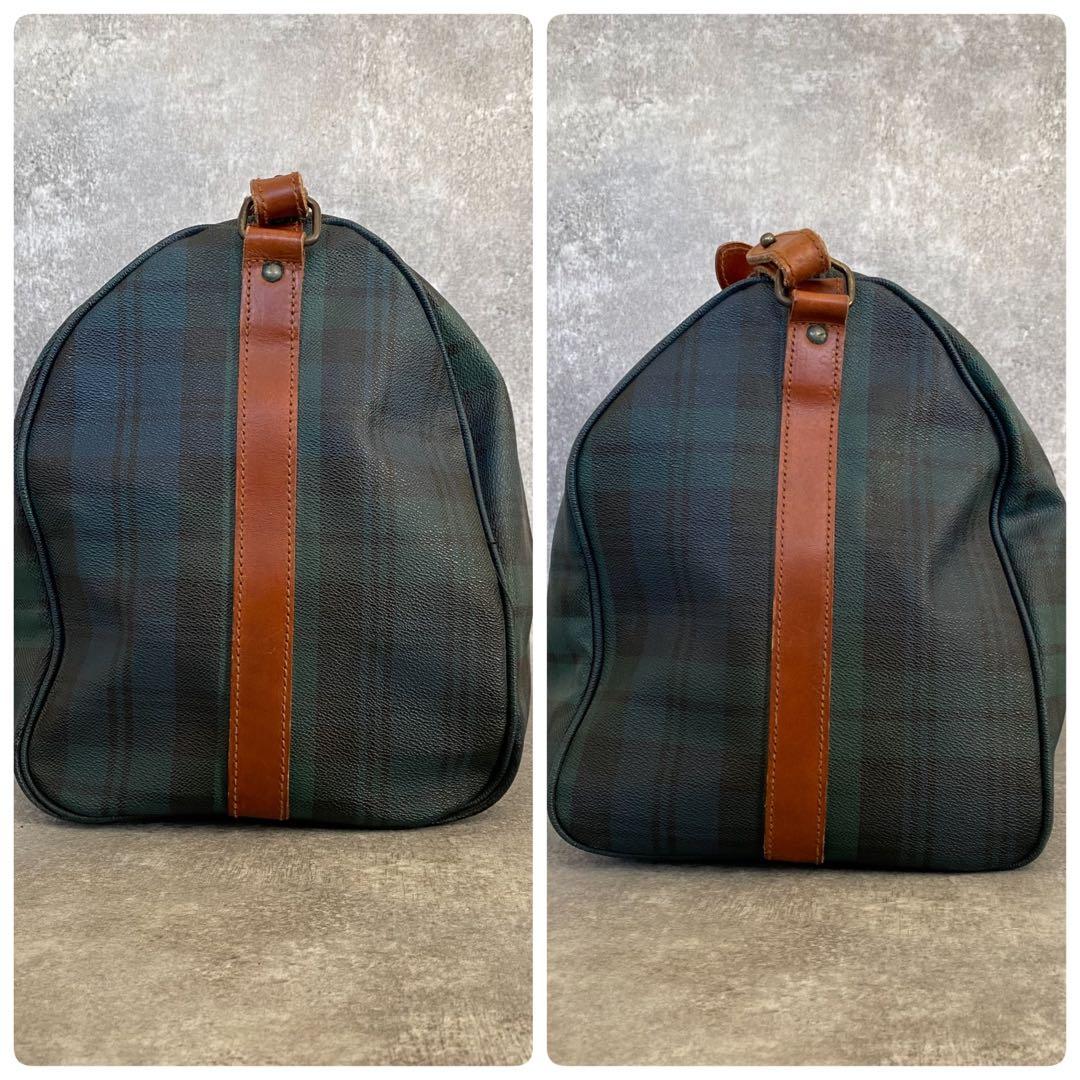 ポロラルフローレン　ボストンバッグ　PVCレザー　ショルダー　チェック柄　旅行