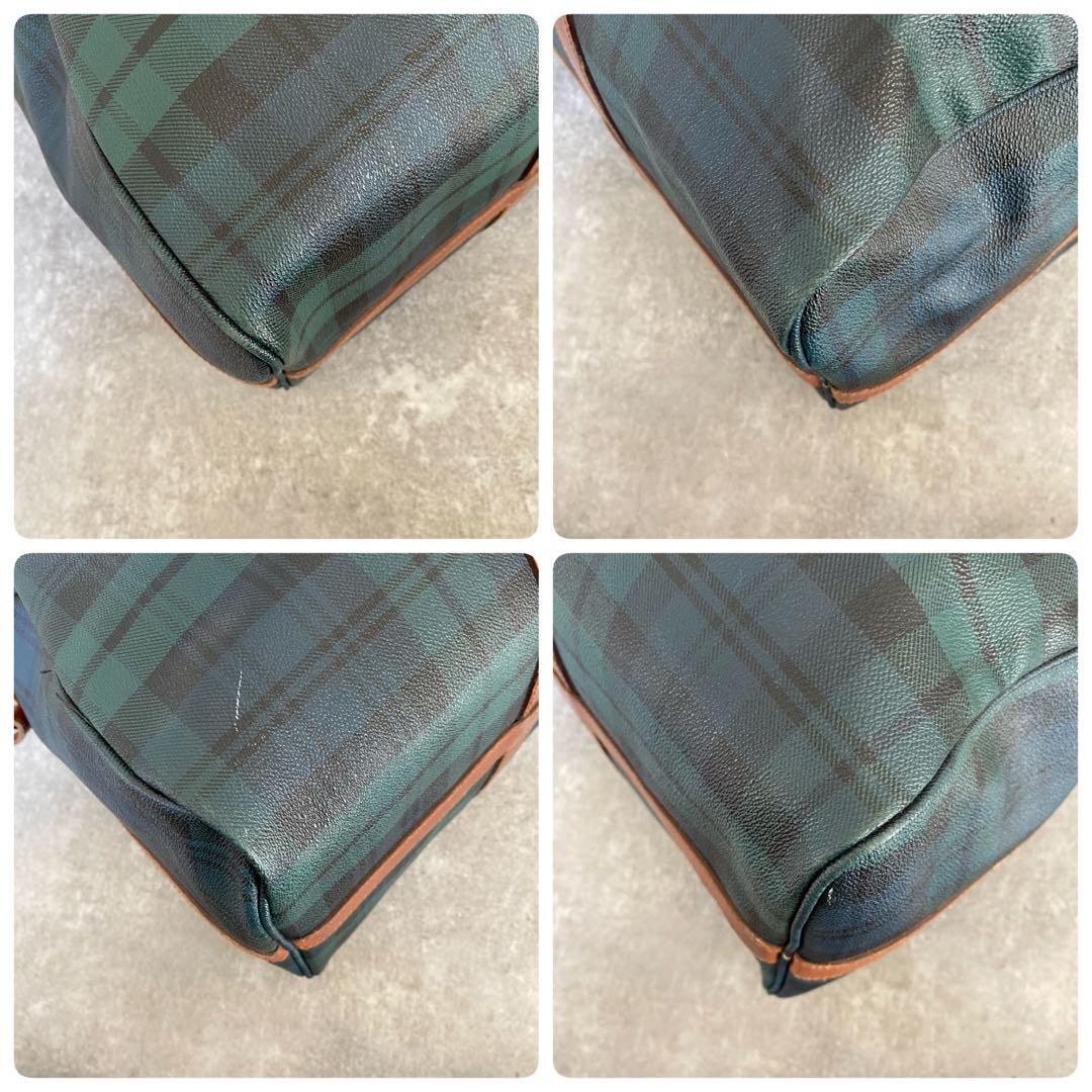 ポロラルフローレン　ボストンバッグ　PVCレザー　ショルダー　チェック柄　旅行