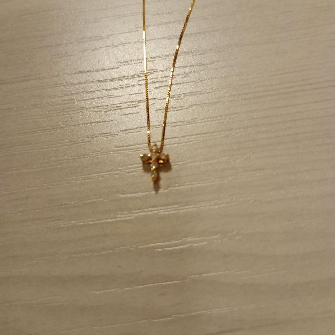 18金　18k ゴールド ダイヤモンドクロスネックレス