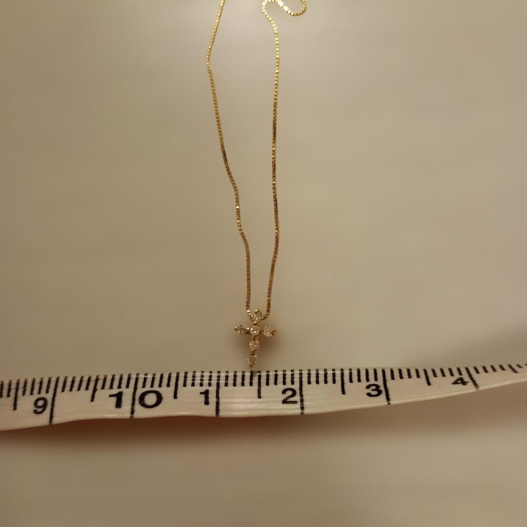 18金　18k ゴールド ダイヤモンドクロスネックレス
