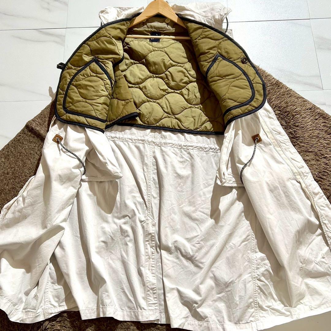 【現行】45R ウェザーの908ダンボカラーコート 4way 刺繍 ロング丈 白