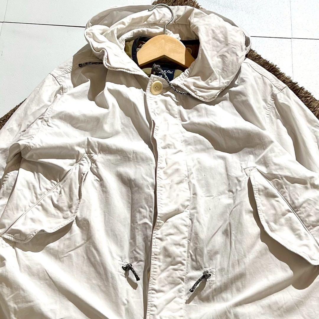 【現行】45R ウェザーの908ダンボカラーコート 4way 刺繍 ロング丈 白