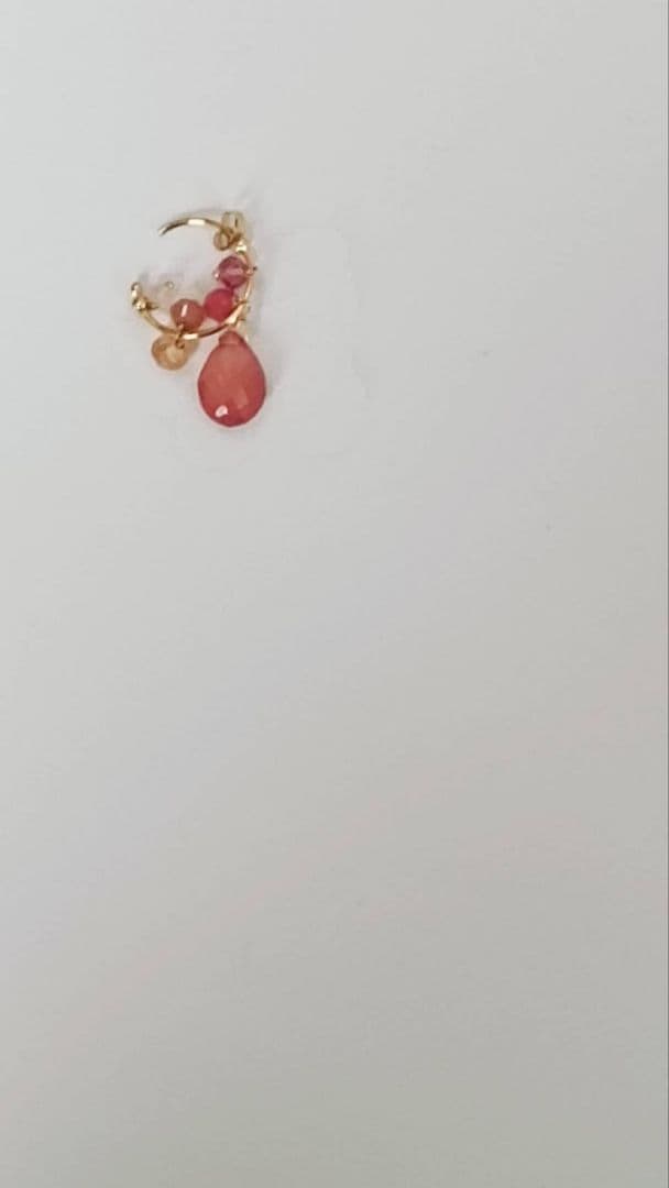 未使用級 スイートピー 片耳用 カラーストーン ゴールド フープピアス