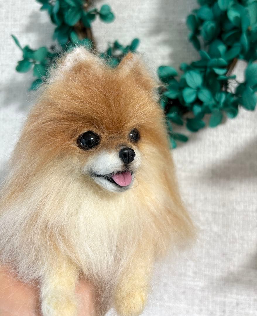 羊毛フェルト　にこにこポメラニアン　オレンジ　11