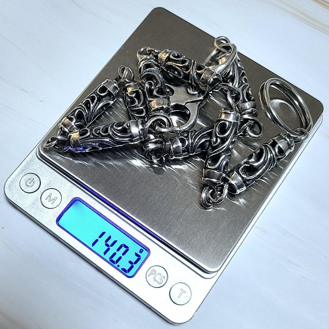 極美品 ノーブランド シルバー925 9リンク ローラーウォレットチェーン