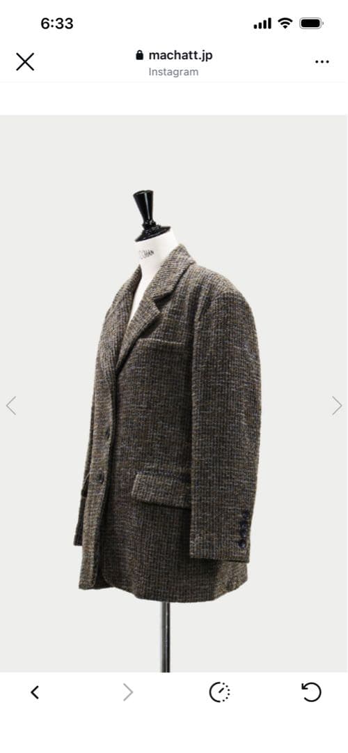 マチャット　machatt ウール テーラードジャケット チェック柄　完売