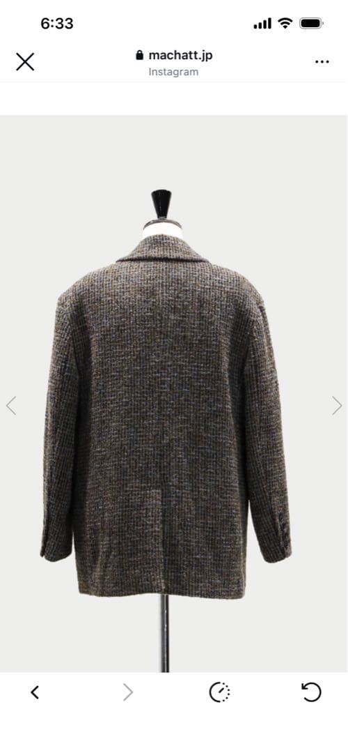マチャット　machatt ウール テーラードジャケット チェック柄　完売