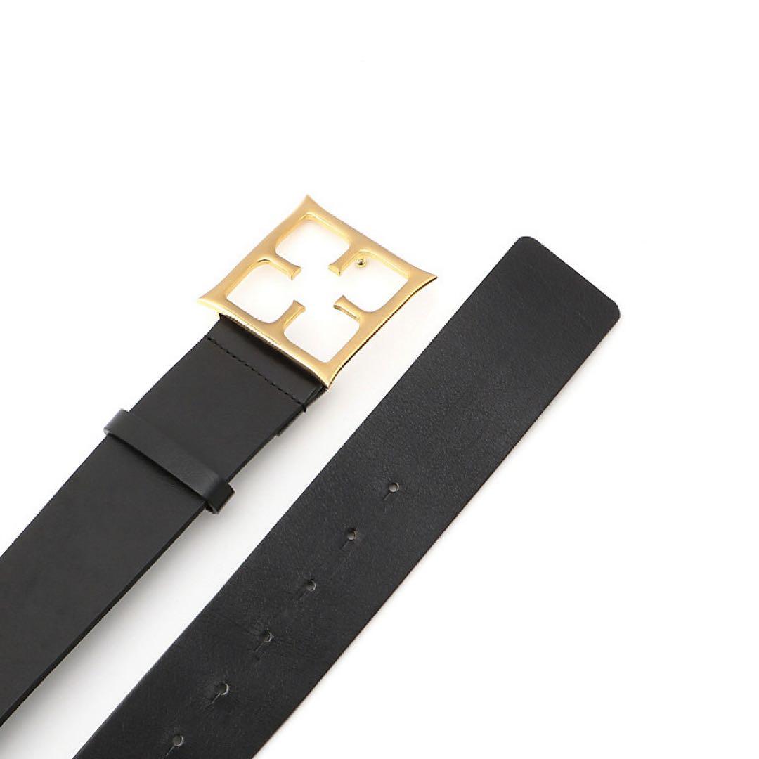 EPORCA ブラックレザーベルト ゴールドバックル