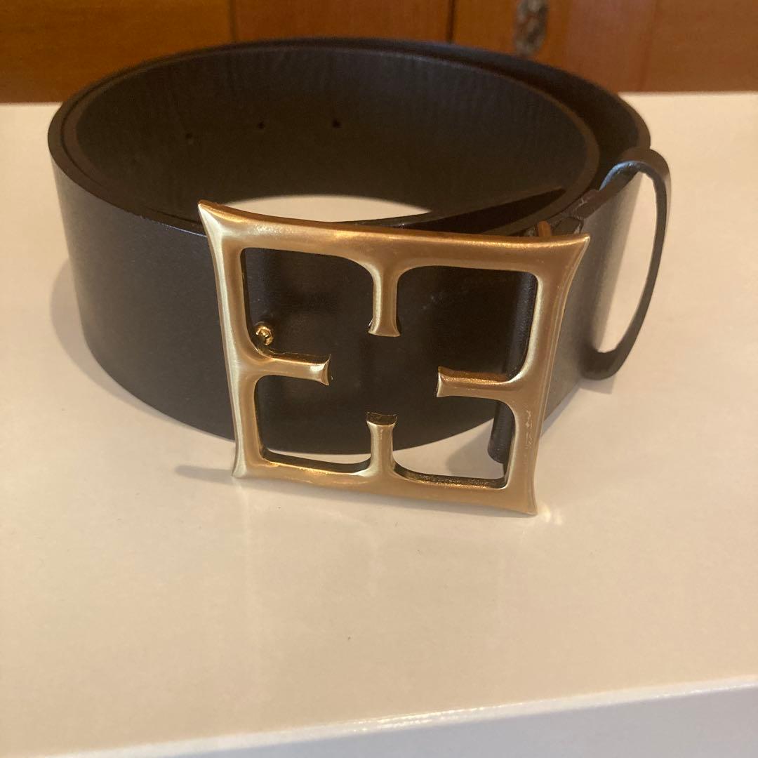 EPORCA ブラックレザーベルト ゴールドバックル
