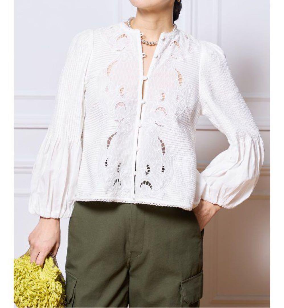 イエナラブークル ピンタック刺繍ブラウス 24SS ホワイト