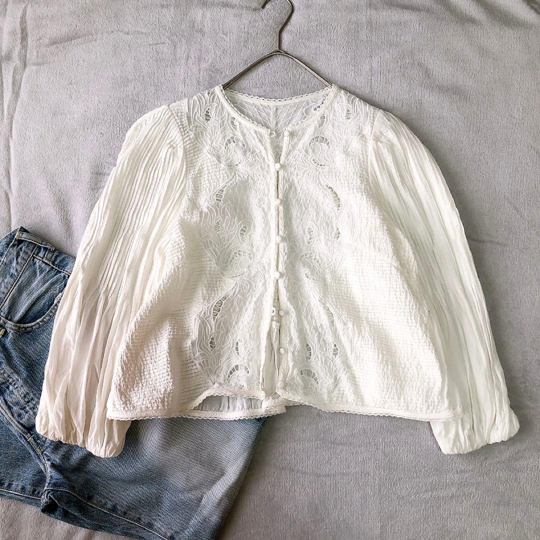 イエナラブークル ピンタック刺繍ブラウス 24SS ホワイト